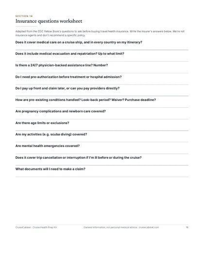 Preview: Insurance questions worksheet page