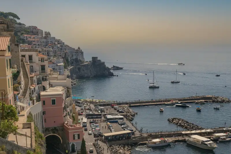 The harbour of Amalfi, Italy, at sunset